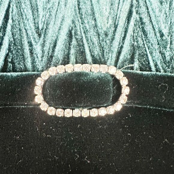 Papell Boutique Evening Velvet Maxi Dress Size 16 Emerald Green Formal Stretch - Picture 5 of 6